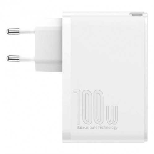Baseus Travel Charger GaN2 Pro Quick wall charger C+C+U+U, PD 3.0, QC 4.0+, 100W EU White (CCGAN2P-L02) DA3450450-019