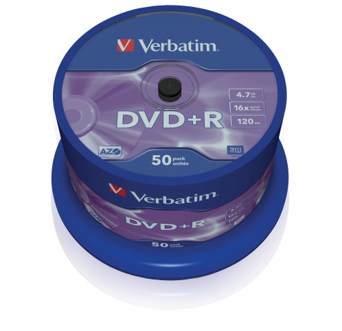 1x50 Verbatim DVD+R 4,7GB 16x Speed, mat argent 830534-00