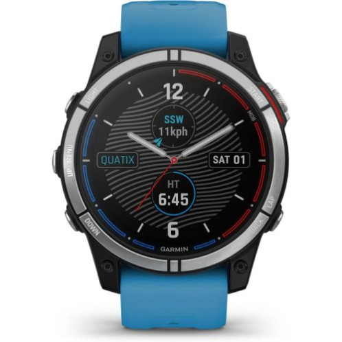 Garmin Quatix 7 Base Smart Watch 47mm, GPS, 10ATM, Graphite with Light Blue Silicone Band EU DA34800417-03