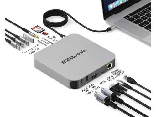 Station d'accueil USB-C 12 ports Dual HMDI pour Mac M1/M2 EZQuest X40214 ADPEZQ0029-04