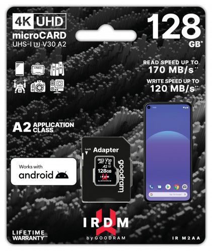GOODRAM IRDM microSDXC 128GB V30 UHS-I U3 + adaptateur 690230-04