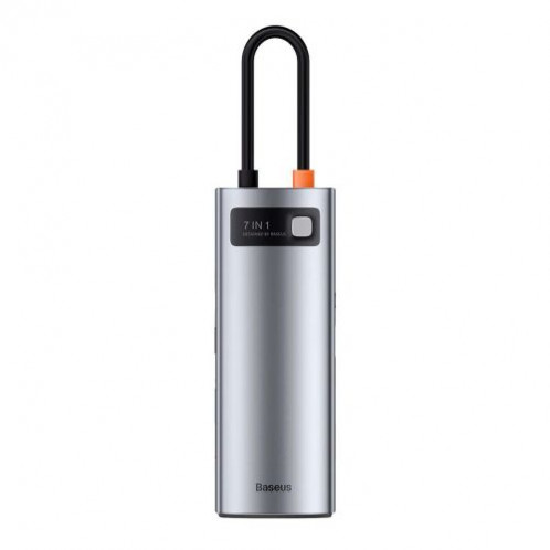 Baseus HUB Metal Gleam series 7-in-1 Multifunctional (Type-C to 2x USB 3.0, PD 100W / HDMI 4K 30Hz / RJ45 1Gbps, Type-C basic) Gray (WKWG020113) DA2678519-024