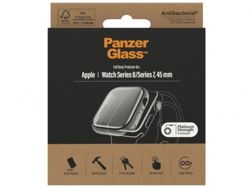 Coque pour Apple Watch Series 7/8 45 mm PanzerGlass Full Body Transparent AWTPZR0011-02