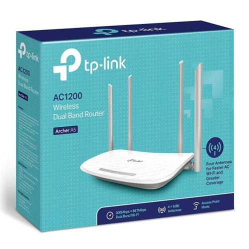 TP-Link Wi-Fi Router Archer A5 AC1200, 1200Mbps, LAN/WAN, 802.11ac, White EU DP2050774-02