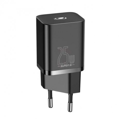 Baseus Travel Charger set Super Si 1C QC (With Mini Black Cable Type-C to Type-C 3A 1m) 25W EU Black (TZCCSUP-L01) DA806968-014