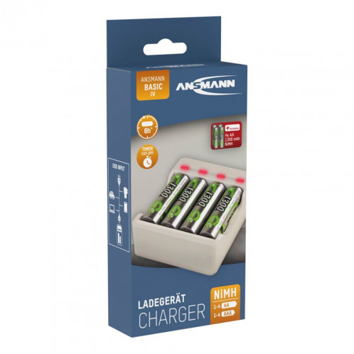 Ansmann chargeur Basic IV incl. 4 x AA 1300mAh batt.1001-0120-01 676944-06