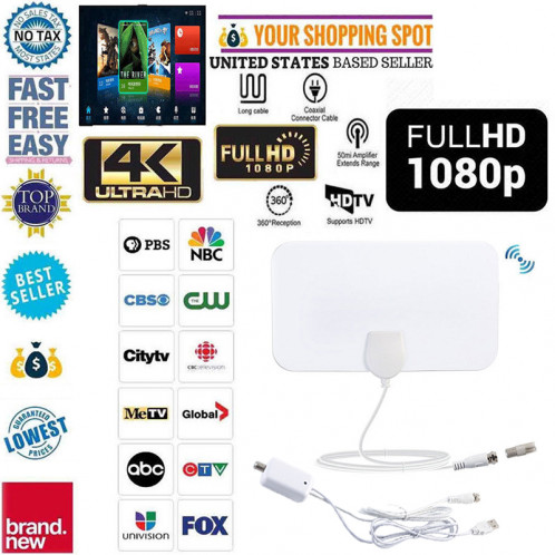 Antenne numérique HDTV d'intérieur d'antenne de 1080P HD Digital Digital 4K  avec antenne 4K de 100 milles avec amplificateur