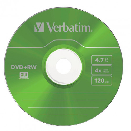 1x5 Verbatim DVD+RW 4,7GB 4x Speed Colour Surface Slimcase 178222-06