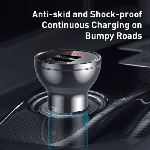 Baseus Car Charger Digital Display Dual USB 4.8A 24W Silver (CCBX-0S) DA477107-08