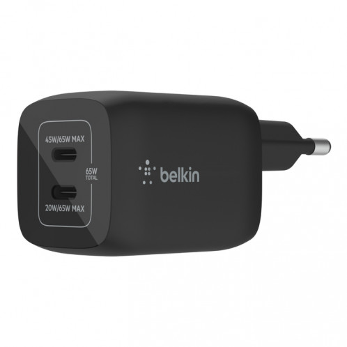 Belkin BOOST Chargeur 65W USB-C GaN PD 3.0 PPS noir WCH013vfBK 779620-06