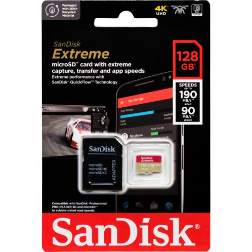 SanDisk microSDXC V30 A2 128GB Extreme A2 C10 V30 UHS-I U3 732804-01