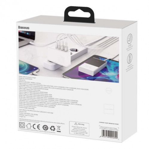 Baseus Travel Charger GaN2 Pro Quick wall charger C+C+U+U, PD 3.0, QC 4.0+, 100W EU White (CCGAN2P-L02) DA3450450-019