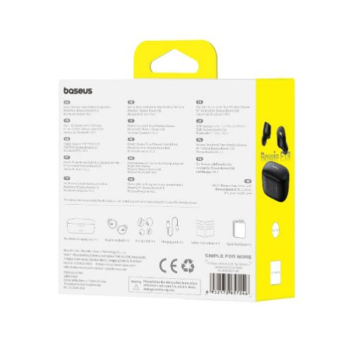 Baseus Earphone Bluetooth Bowie E18 TWS Earphones, BT 5.3, ENC, IPX4, Black EU (A00023800123-00) DA854541-03