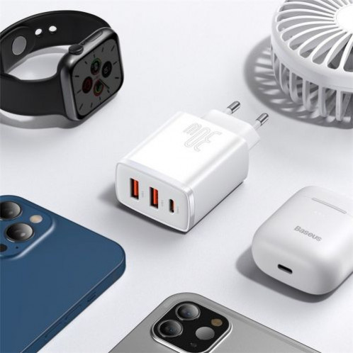 Baseus Travel Charger Compact Quick Charger U+U+C PD3.0, QC 3.0 30W EU White (CCXJ-E02) DA91562-015
