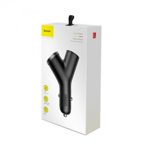 Baseus Car Charger Y-type dual USB + cigarette lighter extended, 3.4A, Black (CCALL-YX01) DA508800-010