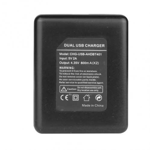 Chargeur de voyage à double batterie USB pour GoPro Hero 4 (AHDBT-401) (Noir) SC565B0-06