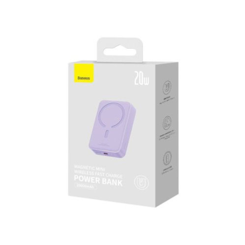 Baseus Power Bank Magnetic Mini (MagSafe Compatible), 20W, 20000 mAh, with Type-C Cable, 0.30m, Purple EU (PPCX150005) DA3591425-02