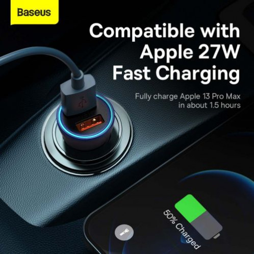 Baseus Car Charger Golden Contactor Max Dual Fast Charger U+U 60W Dark Gray (CGJM000013) DA777168-016