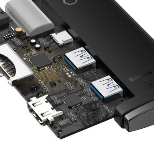 Baseus HUB Lite Series 5-in-1 Multifunctional (Type-C to 2x USB 3.0 / Type-C / HDMI 1.4 / SD/TF) Black (WKQX050001) DA1651902-018