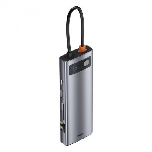 Baseus HUB Metal Gleam Series 9-in-1 Multifunctional (Type-C to 3x USB3.2/PD 100W/VGA Full HD 60Hz/HDMI 4K/TF+SD card/ RJ45) Space Gray (CAHUB-CU0G) DA387397-016