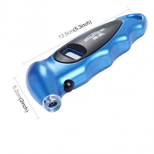 SHUNWEI SD-2802 Jauge de pression numérique des pneus 150 PSI 4 Réglages pour vélo de camion de voiture avec rétro-éclairage LCD et antidérapant (bleu) SS044L-07