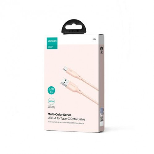 Joyroom USB Type-C Multi-Color Series Fast Charging and Data Cable, 100W, 1m, Pink (S-A34) DO162805-03