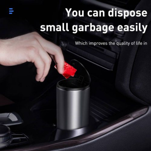 Baseus Car Tool Gentleman Style Vehicle-mounted Trash Can (with Bag 1 roll/30) Black (CRLJT-01) DA646603-014