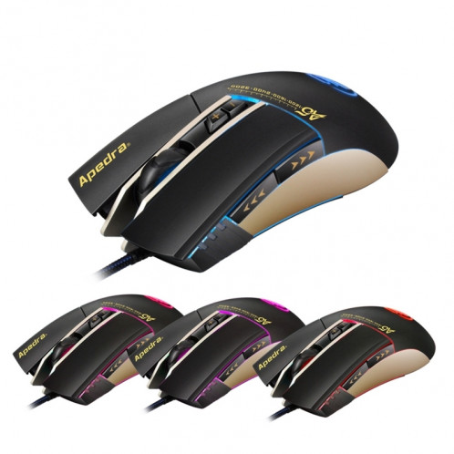 Apedra iMICE A5 High Precision Gaming Mouse LED lumière respiratoire à quatre couleurs USB 7 Boutons 3200 DPI Wired Optical Gaming Mouse pour ordinateur PC portable (noir) SA312B6-00