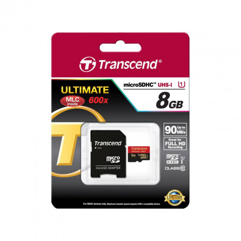 Transcend microSDHC MLC 8GB Class 10 UHS-I 600x + adapt. SD 680799-03