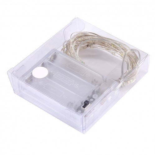 5m 6W 50 LED SMD 0603 IP65 Waterproof 3 x AA Batteries Box Silver Wire String Light Lampe Fairy Lampe décorative, DC 5V (White Light) S516WL7-00