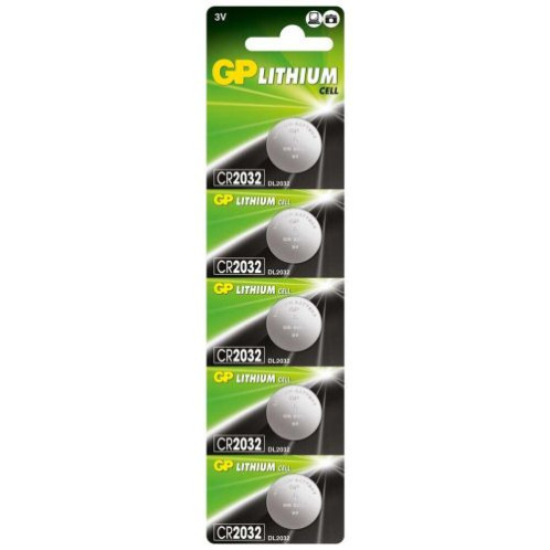 GP Battery (CR2032) Lithium coin, CR2032-7U5, (5 batteries / blister) 3V DP104566-01