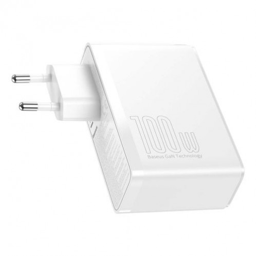 Baseus Travel Charger GaN2 Pro Quick wall charger C+C+U+U, PD 3.0, QC 4.0+, 100W EU White (CCGAN2P-L02) DA3450450-019