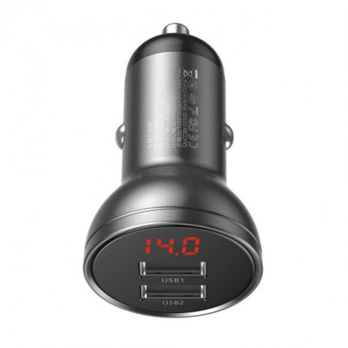 Baseus Car Charger Digital Display Dual USB 4.8A 24W Gray (CCBX-0G) DA470119-08
