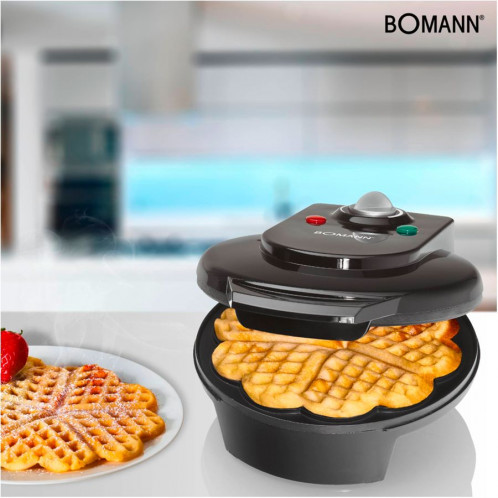 Bomann WA 5018 CB noir Gaufrier, gaufres forme de coeur 588401-06