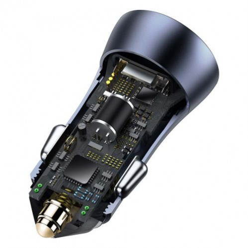 Baseus Car Charger Golden Contactor Pro Dual Quick Charger U+C, PD 3.0, QC 4+, SCP FCP AFC (with USB Type C 1m cable) Gray (TZCCJD-0G) DA768136-016