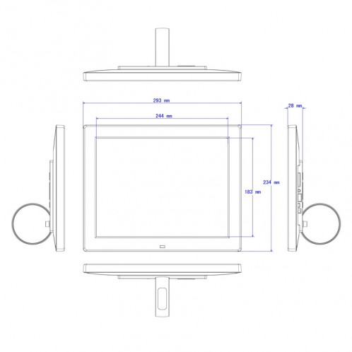 12,1 pouces 800 x 600/4: 3 Cadre de photo numérique à suspension d'écran CCFL avec support et télécommande, support SD / MicroSD / MMC / Micro USB / disque flash USB (noir) S1200B8-08