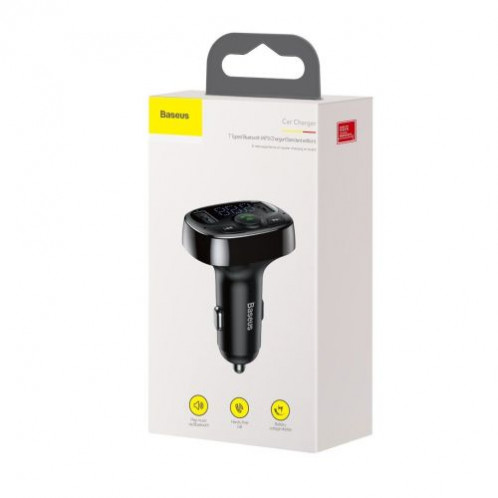 Baseus Car Charger Bluetooth FM Transmitter S-09A, BT. 4.2, 10m Range, 2x USB-A 3.4A, Micro SD card Reader, Black (CCMT000001) DA795643-04