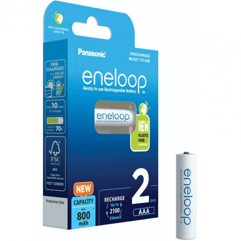 1x2 Panasonic Eneloop Micro AAA 800mAh Ni-MH BK-4MCDE/2BE 762568-04