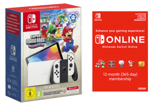 Nintendo Switch OLED weiß inkl Super Mario Bros u Switch Online 121762-015