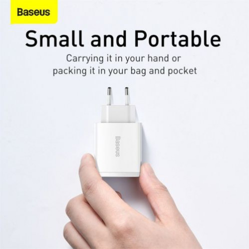 Baseus Travel Charger Compact Quick Charger U+U+C PD3.0, QC 3.0 30W EU White (CCXJ-E02) DA91562-015