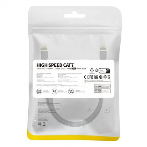 Baseus Network Cable High Speed (CAT7) of RJ45 (flat cable) 10 Gbps, 2m, Black (B00133207111-02) DA18616-04