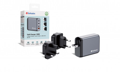Verbatim GNC-100 GaN Charg. 100W 3xUSB-C PD, 1xUSB-A QC 3.0 32202 871796-010