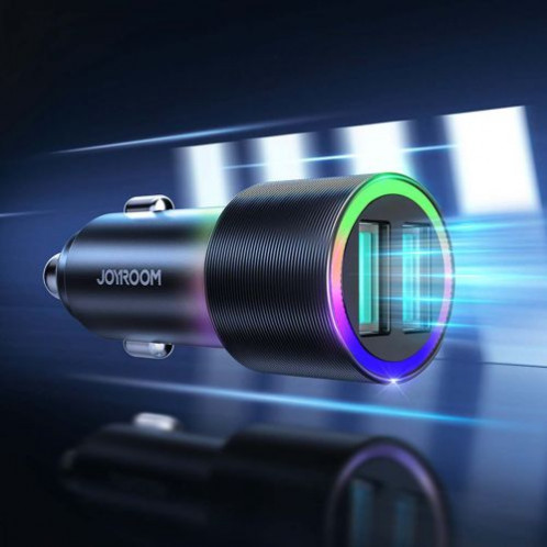 Joyroom Car Charger U+U, 24W, LED Light, Black (JR-CL10) DO313403-07