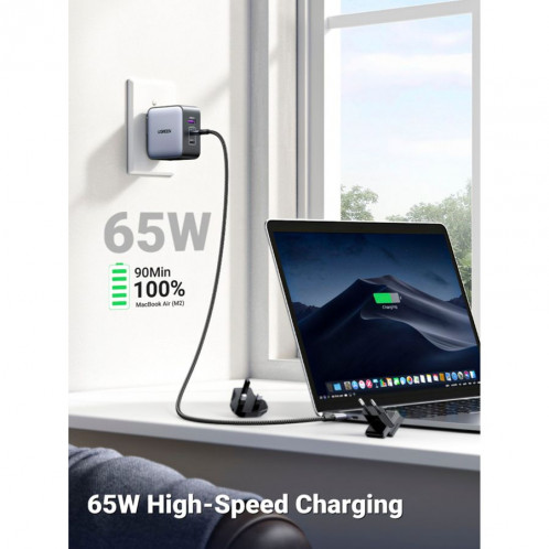 UGREEN USB-A+2*USB-C 65W GaN Worldwide Travel Fast Charger 784450-06