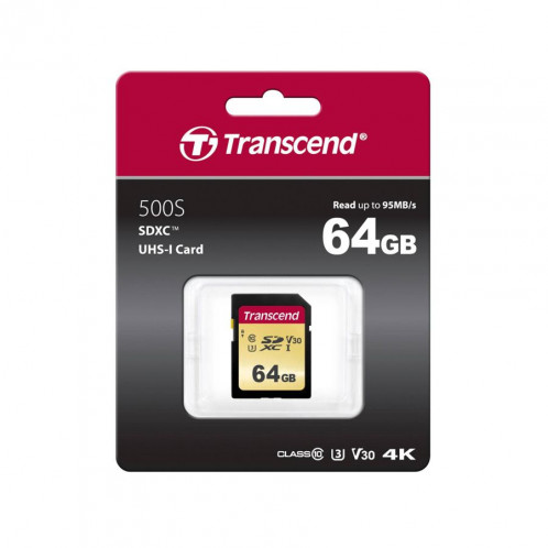 Transcend SDXC 500S 64GB Class 10 UHS-I U3 V30 380522-02