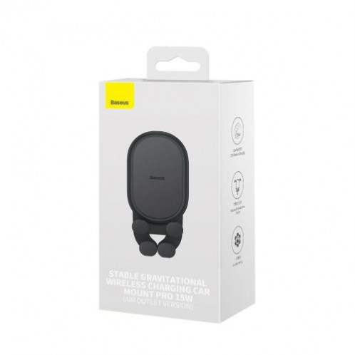 Baseus Car Charger Inductive 15W holder for Air Vent, Black (SUWX030001) DA1274834-05
