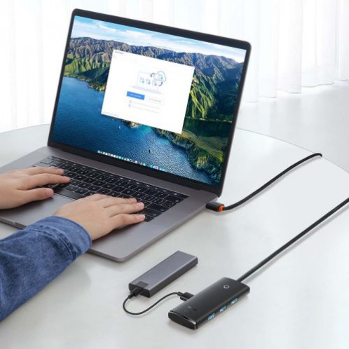 Baseus HUB Lite Series 4-in-1 adapter (Type-C to 4xUSB-A 3.0 5Gb/s) cable 2m, Black (WKQX030501) DA1020784-011