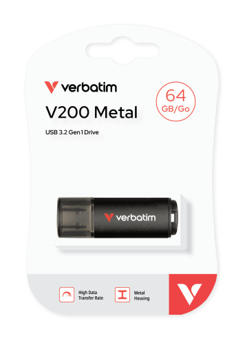Verbatim V200 Metal USB 3.2 64GB Aluminium, r/w 80/200MBs 30211 163510-04