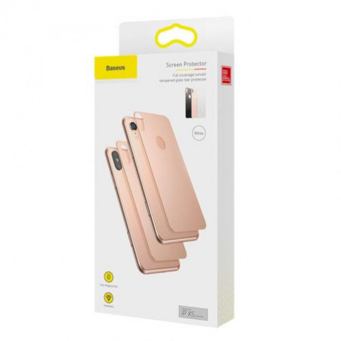 Baseus iPhone Xs 0.3 mm Full coverage curved T-Glass rear Protector White(SGAPIPH58-BM02) DA012955-09