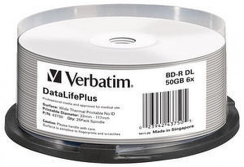 1x25 Verbatim BD-R Blu-Ray 50GB 6x Speed thermique imprimable CB 178390-02